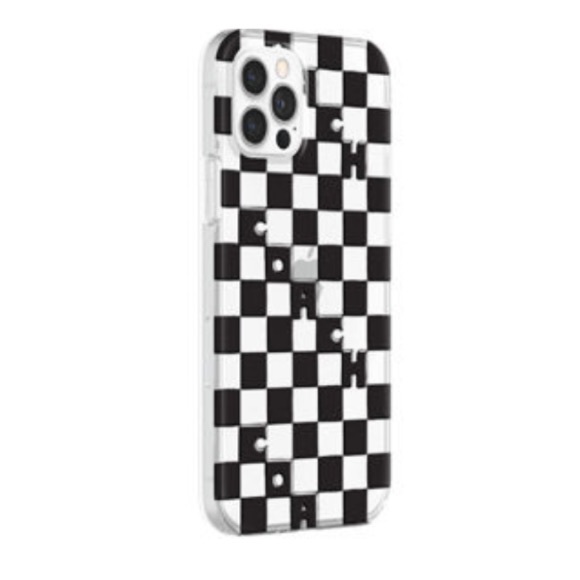 COACH Designer Black White Squares Checkered iPhone 12 PRO Hard Case - Picture 4 of 9